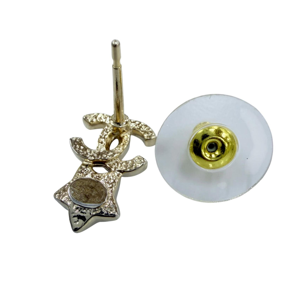 美品☆CHANEL シャネル B25P ココマーク スター クリスタル アクセサリー ピアス シルバー ピンク イタリア製 レディース