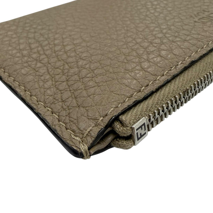 極美品☆FENDI フェンディ 8AP161 フラグメントケース ミニ財布 コインカードケース キーリング付 ローマンレザー グレー イタリア製