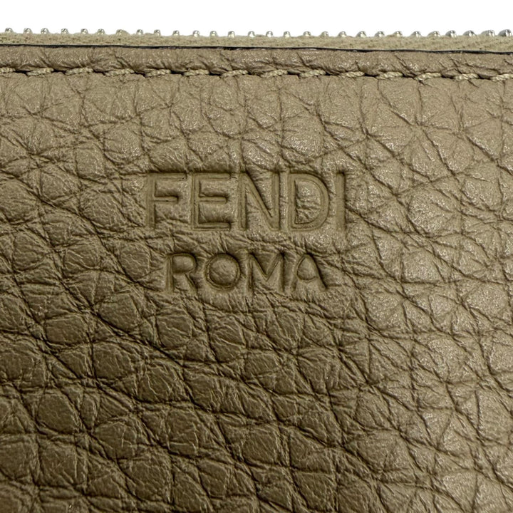 極美品☆FENDI フェンディ 8AP161 フラグメントケース ミニ財布 コインカードケース キーリング付 ローマンレザー グレー イタリア製