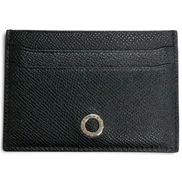 美品□BVLGARI ブルガリ 30405 グレインレザー ブルガリブルガリ パスケース 名刺入れ カードケース ブラック シルバー金具 イタリア製