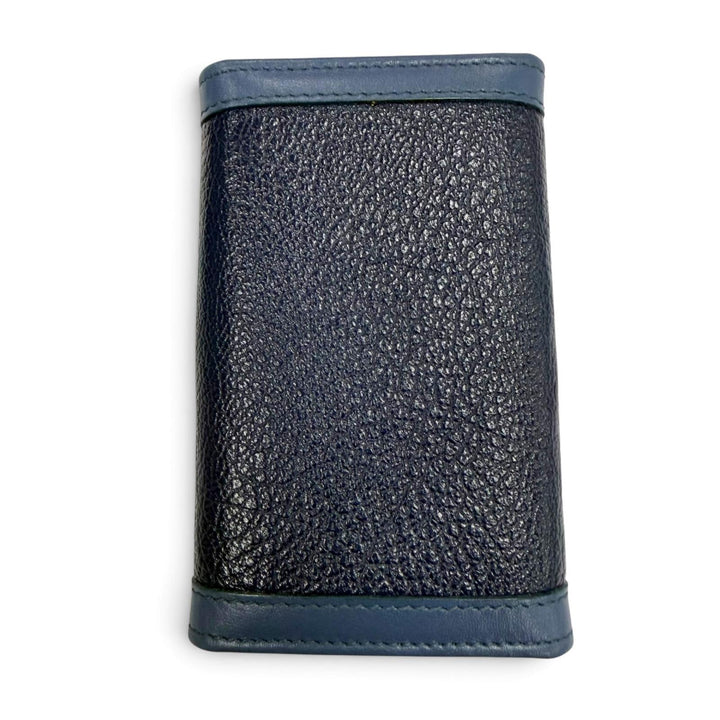 極美品▼BVLGARI ブルガリ DOPPIO TONDO ドッピオトンド レザー 6連 キーケース ネイビー ゴールド金具 イタリア製 メンズ 箱付き
