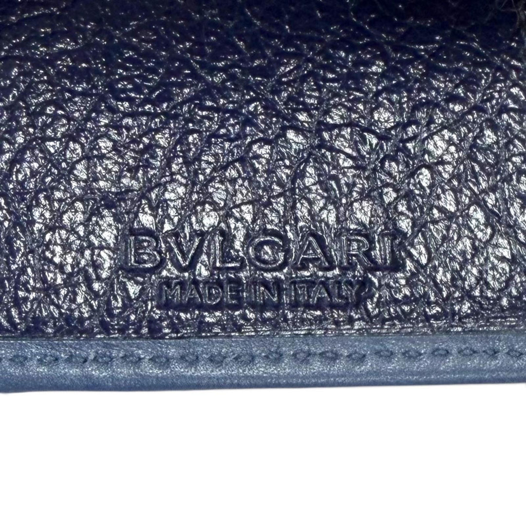 極美品▼BVLGARI ブルガリ DOPPIO TONDO ドッピオトンド レザー 6連 キーケース ネイビー ゴールド金具 イタリア製 メンズ 箱付き