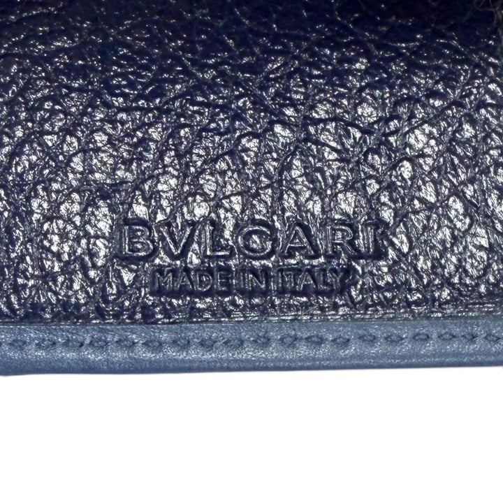 極美品▼BVLGARI ブルガリ DOPPIO TONDO ドッピオトンド レザー 6連 キーケース ネイビー ゴールド金具 イタリア製 メンズ 箱付き