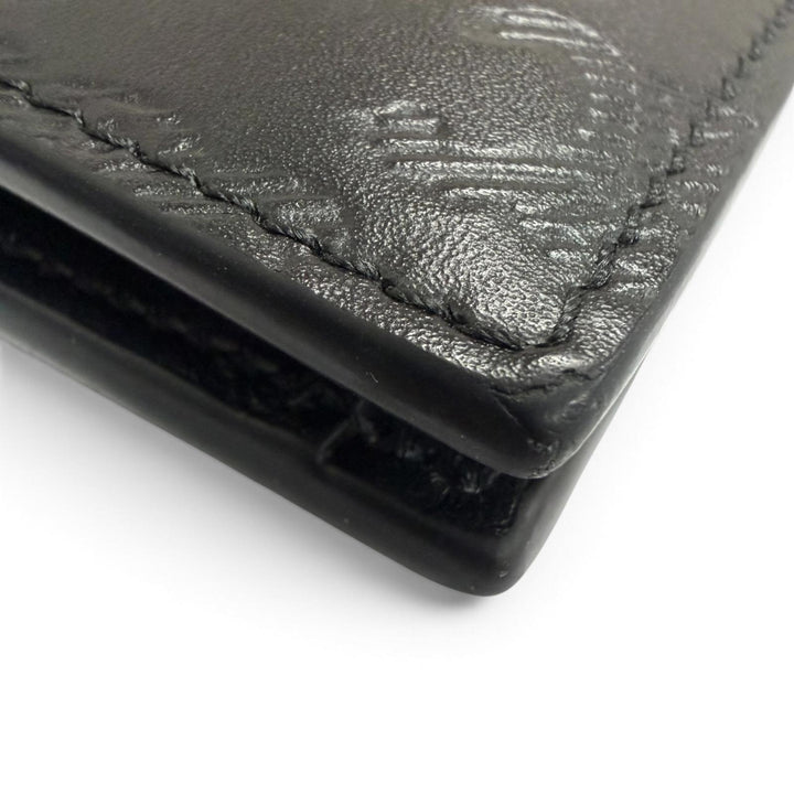 極美品□CELINE セリーヌ CEL10B653FQB カーフスキン トリオンフエンボス コンパクトウォレット 二つ折り財布 黒 イタリア製 メンズ
