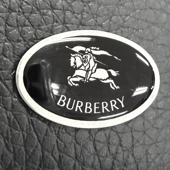 極美品□BURBERRY バーバリー 8113094 ナイトスタンプ バイフォールド コインウォレット グレイニーカーフレザー 二つ折り財布 ブラック