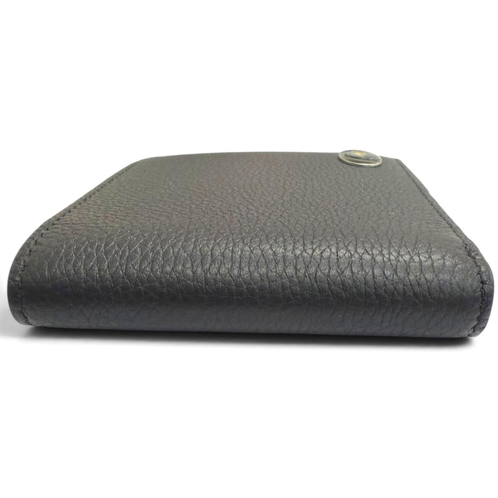 極美品□BURBERRY バーバリー 8113094 ナイトスタンプ バイフォールド コインウォレット グレイニーカーフレザー 二つ折り財布 ブラック