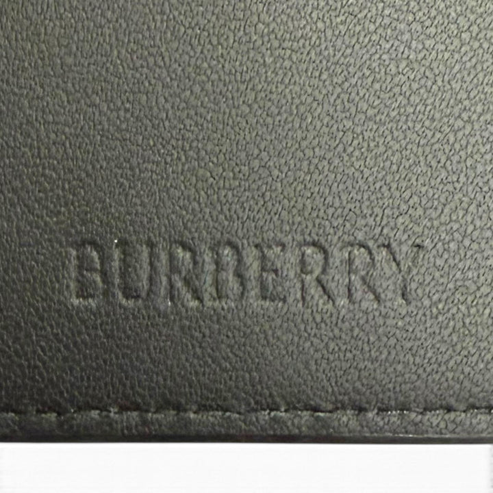 極美品□BURBERRY バーバリー 8113094 ナイトスタンプ バイフォールド コインウォレット グレイニーカーフレザー 二つ折り財布 ブラック