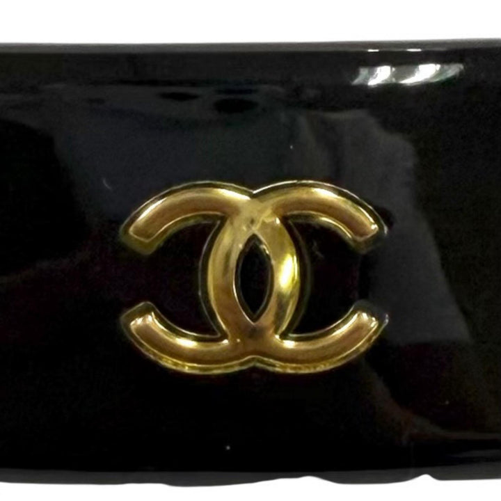 美品★CHANEL シャネル ヴィンテージ 99P ココマーク ヘアアクセサリー バレッタ ブラック ゴールド金具 フランス製 レディース