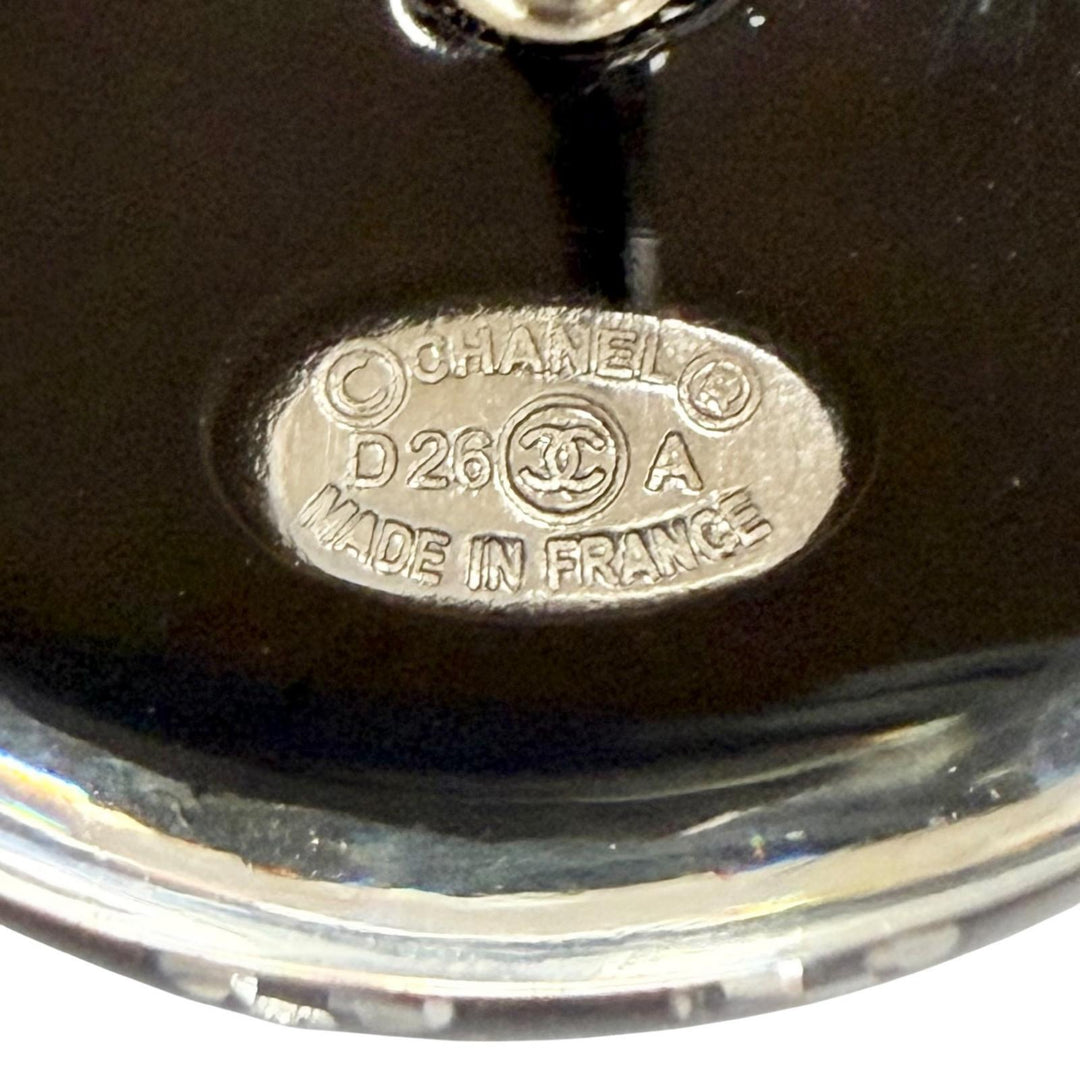 極美品△CHANEL シャネル D26A ココマーク クリスタル ラインストーン モノトーン スタッド ピアス アクセサリー 両耳用 ブラック 箱付き