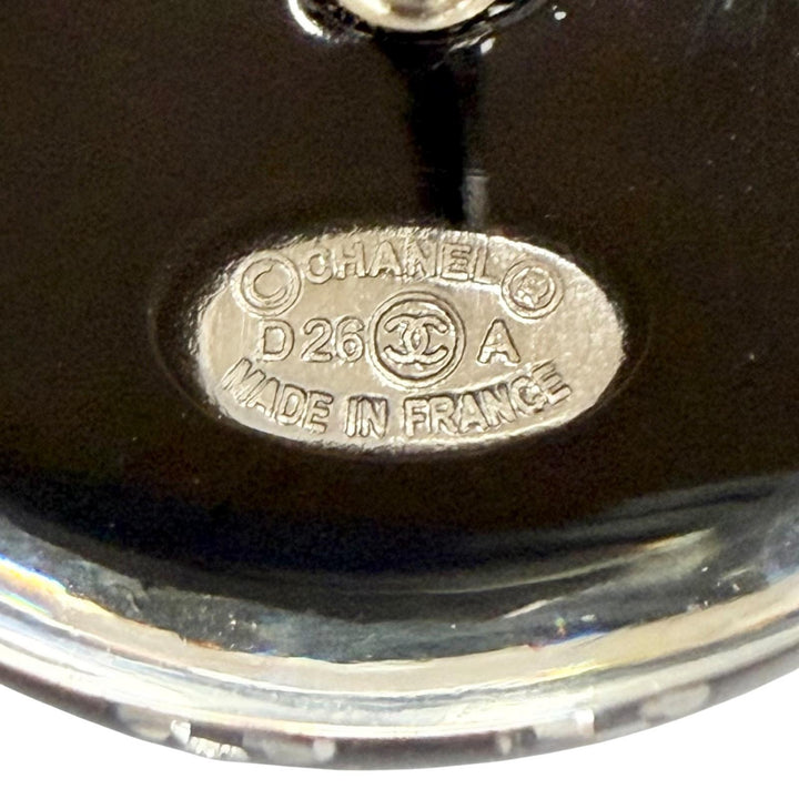 極美品△CHANEL シャネル D26A ココマーク クリスタル ラインストーン モノトーン スタッド ピアス アクセサリー 両耳用 ブラック 箱付き