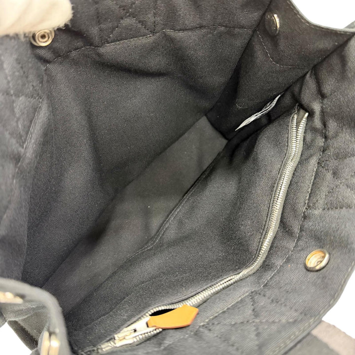 極美品△HERMES エルメス フールトゥ コットン100％ セリエボタン キャンバス ハンドバッグ トートバッグ ブラック グレー フランス製