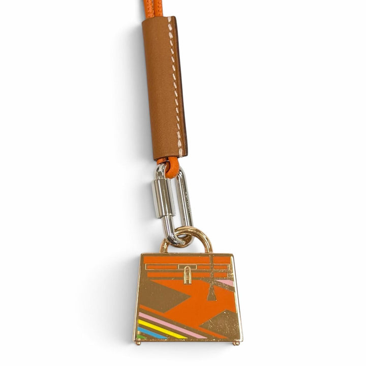 極美品★HERMES エルメス ケリー Hヴィブラシオン キュリオジテ ネックレス ペンダント オレンジ フランス製 レディース 箱・保存袋付き