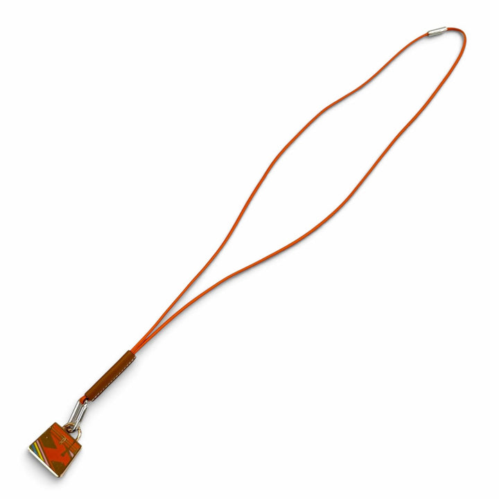 極美品★HERMES エルメス ケリー Hヴィブラシオン キュリオジテ ネックレス ペンダント オレンジ フランス製 レディース 箱・保存袋付き