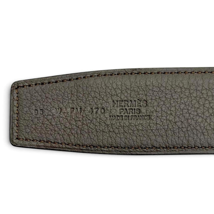 未使用品△HERMES エルメス ラック ヴォーエプソン ヴォー オデッセイ シルバー金具 リバーシブル レザー ベルト W刻印 2025年購入 箱付