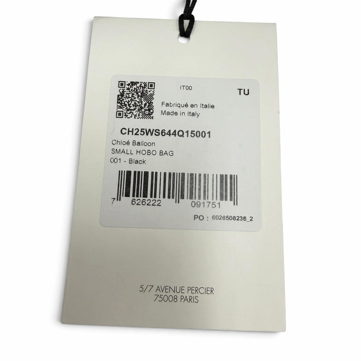 未使用品☆Chloe クロエ CHC25WS644Q15001 バルーンバッグ グレインレザー ハンドバッグ ブラック イタリア製 レディース 保存袋付き
