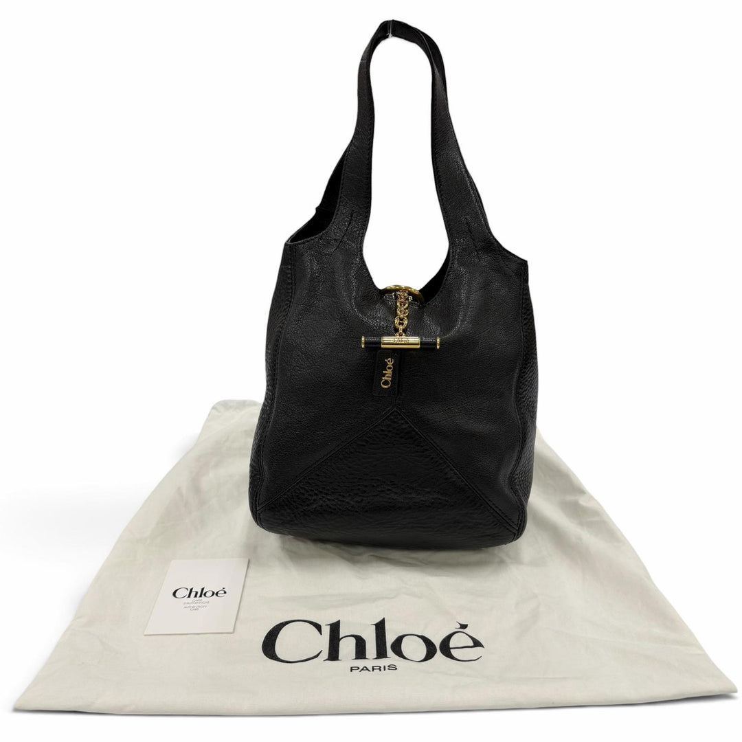 未使用品☆Chloe クロエ CHC25WS644Q15001 バルーンバッグ グレインレザー ハンドバッグ ブラック イタリア製 レディース 保存袋付き