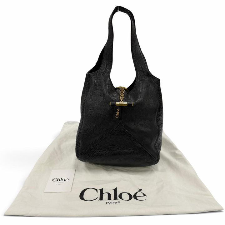 未使用品☆Chloe クロエ CHC25WS644Q15001 バルーンバッグ グレインレザー ハンドバッグ ブラック イタリア製 レディース 保存袋付き