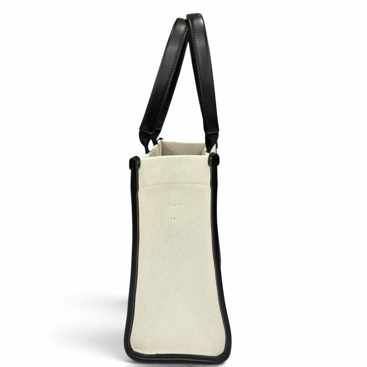極美品★BALENCIAGA バレンシアガ 671402 ハードウェア レザー使い キャンバス 2WAY ハンドバッグ アイボリー ブラック 伊製 保存袋付き