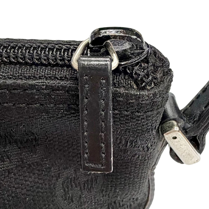 極美品△GUCCI グッチ ヴィンテージ 039.1103 GGキャンバス レザー ロゴプレート アクセサリー ポーチ ハンドバッグ ブラック イタリア製