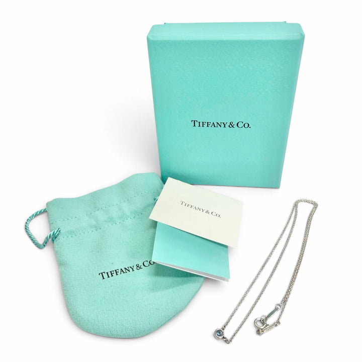 美品△TIFFANY&amp;Co. ティファニー カラー バイザヤード 1Pアクアマリン ネックレス AG925 24年6月購入 重量1.6g レディース 箱・保存袋付き