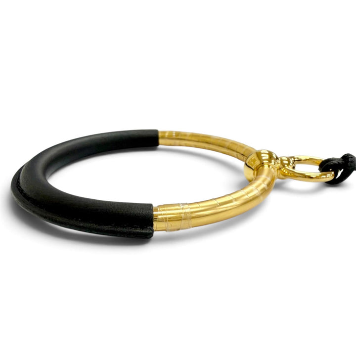 未使用品△HERMES エルメス ループグラン ゴールド金具 レザー使い ネックレス ペンダント アクセサリー ブラック フランス製 レディース