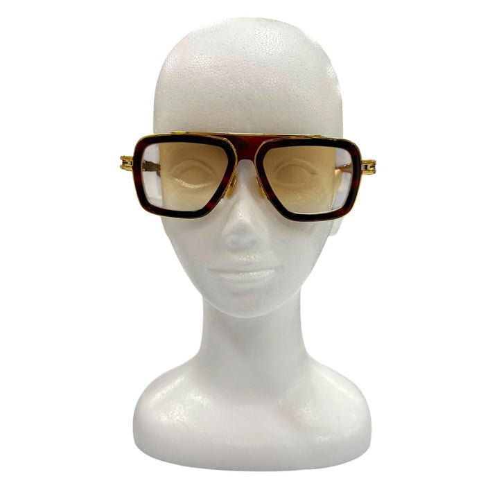 極美品▼DITA ディータ DTS403 LXN-EVO ツーブリッジ アイウェア サングラス ゴールド クリアブラウン 54□19-145 度入り 定価169400円