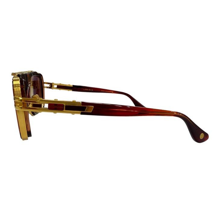 極美品▼DITA ディータ DTS403 LXN-EVO ツーブリッジ アイウェア サングラス ゴールド クリアブラウン 54□19-145 度入り 定価169400円