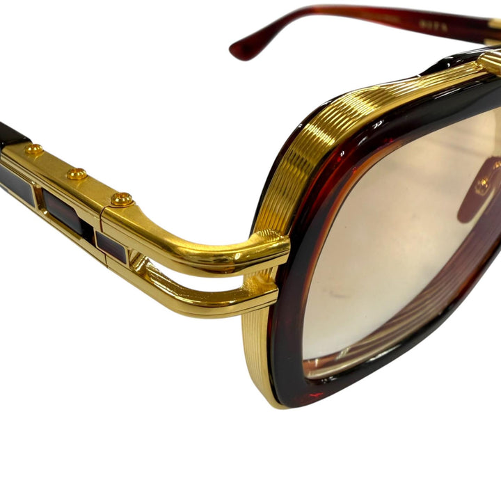 極美品▼DITA ディータ DTS403 LXN-EVO ツーブリッジ アイウェア サングラス ゴールド クリアブラウン 54□19-145 度入り 定価169400円