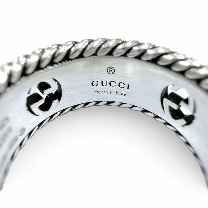 美品☆GUCCI グッチ 577263 AG925 インターロッキングG フラワー リング 指輪 シルバー 12 JP11号相当 イタリア製 重量5.9g レディース