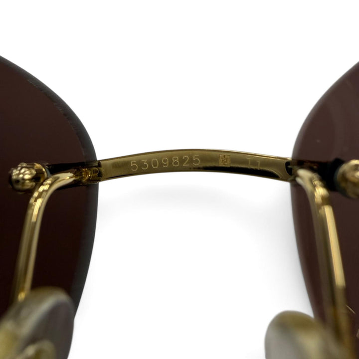 極美品☆Cartier カルティエ 5309825 パンテール リムレス ツーポイント サングラス ゴールド ブラウン デモレンズ 箱・保存袋付き