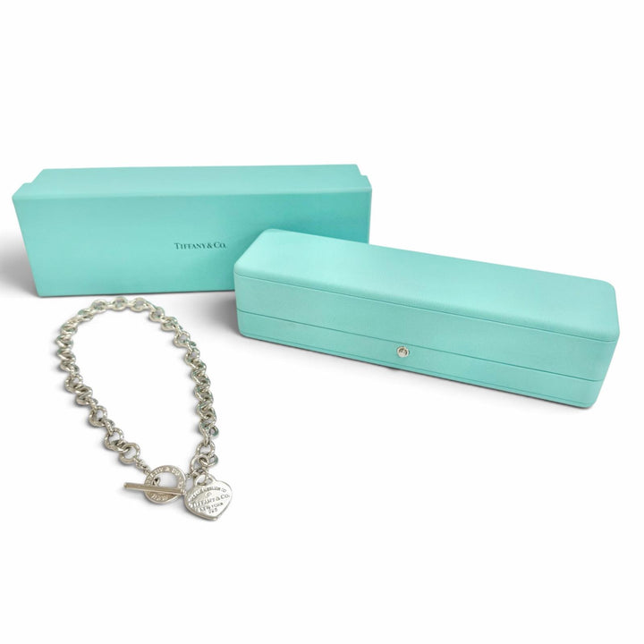 美品△TIFFANY&amp;Co. ティファニー リターントゥティファニー ハート タグ ネックレス 925 1Pダイヤ 23年10月購入 重量65.6g 定価253000円