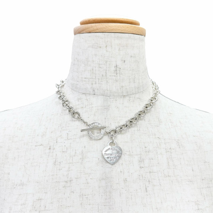 美品△TIFFANY&amp;Co. ティファニー リターントゥティファニー ハート タグ ネックレス 925 1Pダイヤ 23年10月購入 重量65.6g 定価253000円
