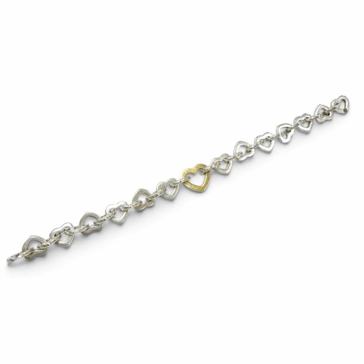 美品☆TIFFANY&amp;Co. ティファニー ヴィンテージ ハートリンク ブレスレット 925 750（YG）シルバー イエローゴールド 重量35.5g