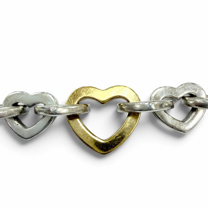 美品☆TIFFANY&amp;Co. ティファニー ヴィンテージ ハートリンク ブレスレット 925 750（YG）シルバー イエローゴールド 重量35.5g