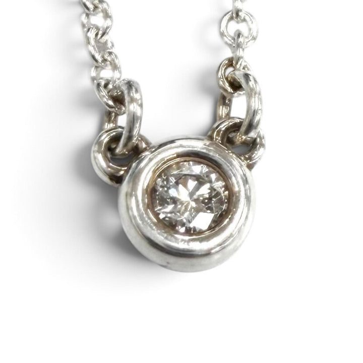 美品★TIFFANY&amp;Co. ティファニー ダイヤモンド バイ ザ ヤード シングル ダイヤモンド ペンダント AG925 枠直径：3.3mm 重量1.5g 箱付き