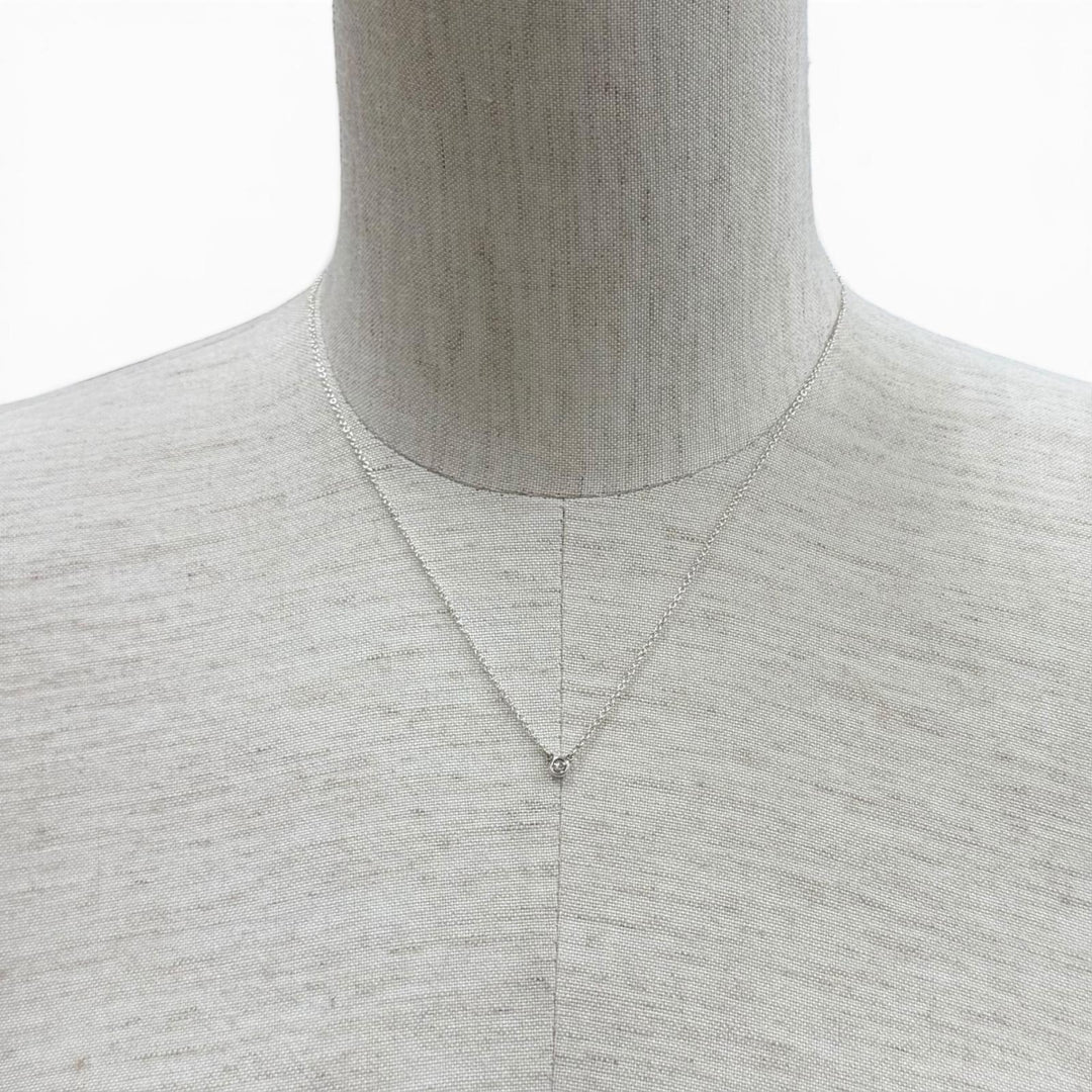 美品★TIFFANY&amp;Co. ティファニー ダイヤモンド バイ ザ ヤード シングル ダイヤモンド ペンダント AG925 枠直径：3.3mm 重量1.5g 箱付き