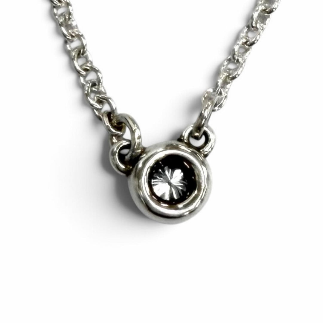 美品★TIFFANY&amp;Co. ティファニー ダイヤモンド バイ ザ ヤード シングル ダイヤモンド ペンダント AG925 枠直径：3.3mm 重量1.5g 箱付き