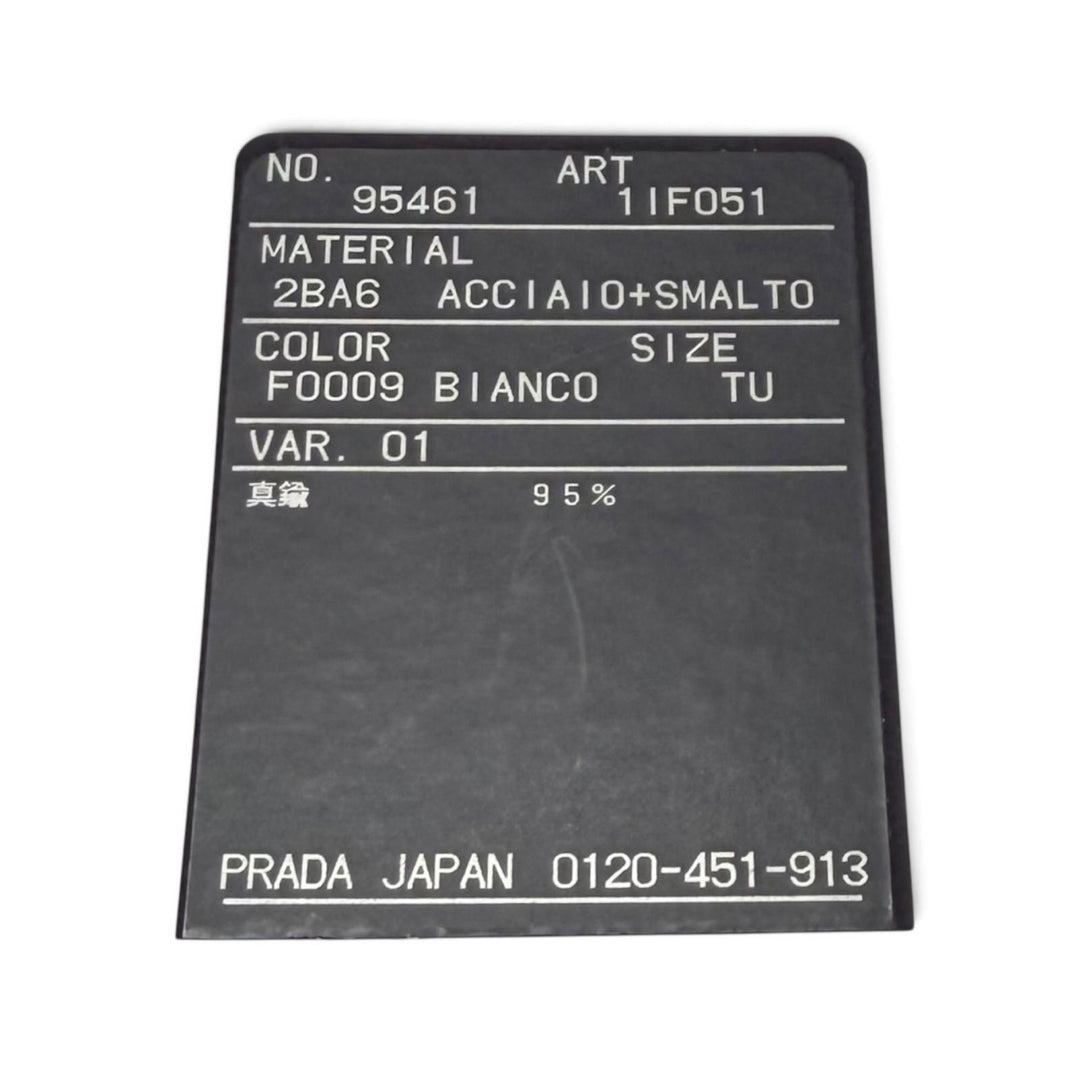 美品★PRADA プラダ 1IF051 メタル ヘアピン ホワイト 2点セット トライアングルロゴ ヘアピン イタリア製 レディース 箱・保存袋付き