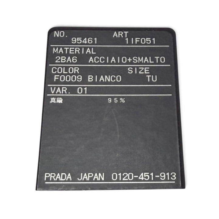 美品★PRADA プラダ 1IF051 メタル ヘアピン ホワイト 2点セット トライアングルロゴ ヘアピン イタリア製 レディース 箱・保存袋付き