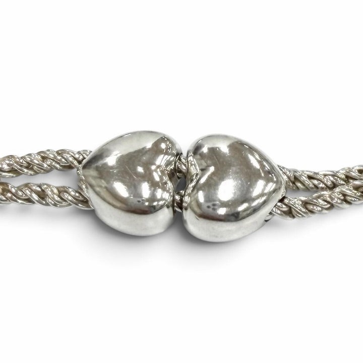 極美品★TIFFANY&amp;Co. ティファニー ヴィンテージ 925 ダブルハート ロープ ブレスレット シルバー イタリア製 重量18.6g レディース