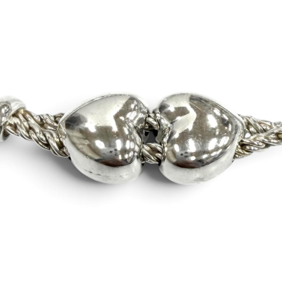 極美品★TIFFANY&amp;Co. ティファニー ヴィンテージ 925 ダブルハート ロープ ブレスレット シルバー イタリア製 重量18.6g レディース