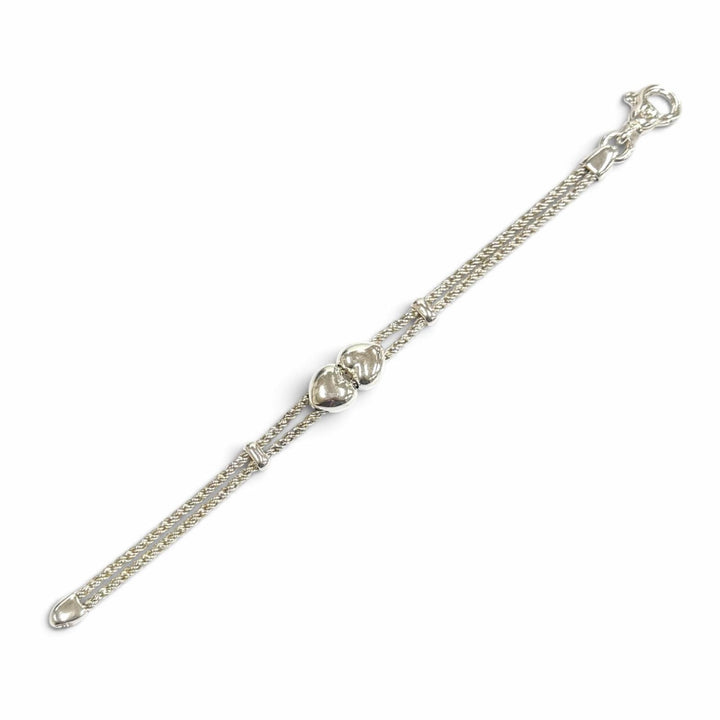 極美品★TIFFANY&amp;Co. ティファニー ヴィンテージ 925 ダブルハート ロープ ブレスレット シルバー イタリア製 重量18.6g レディース