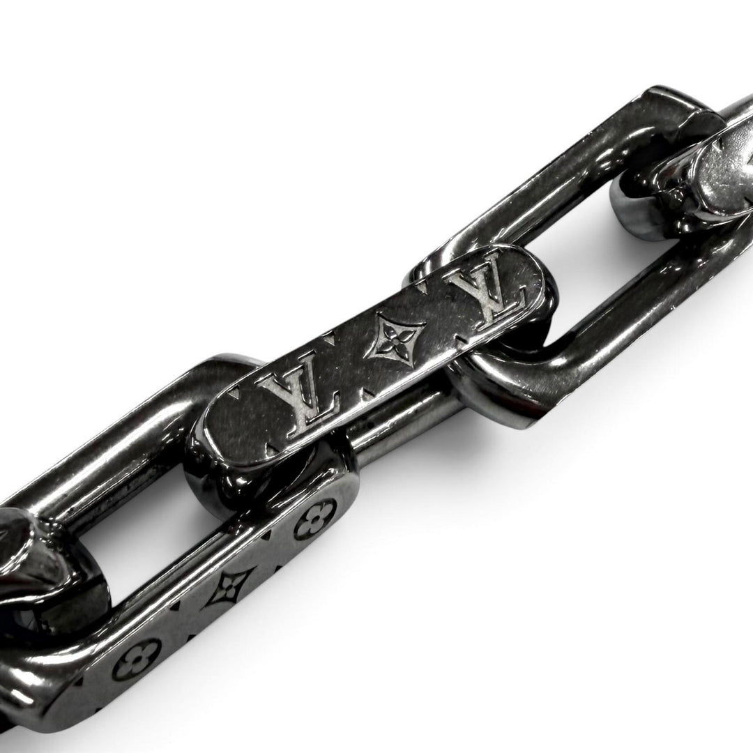 美品●LOUIS VUITTON ルイヴィトン 23年製 M00307 コリエ チェーン モノグラム ネックレス シルバー イタリア製 メンズ 箱・保存袋付き
