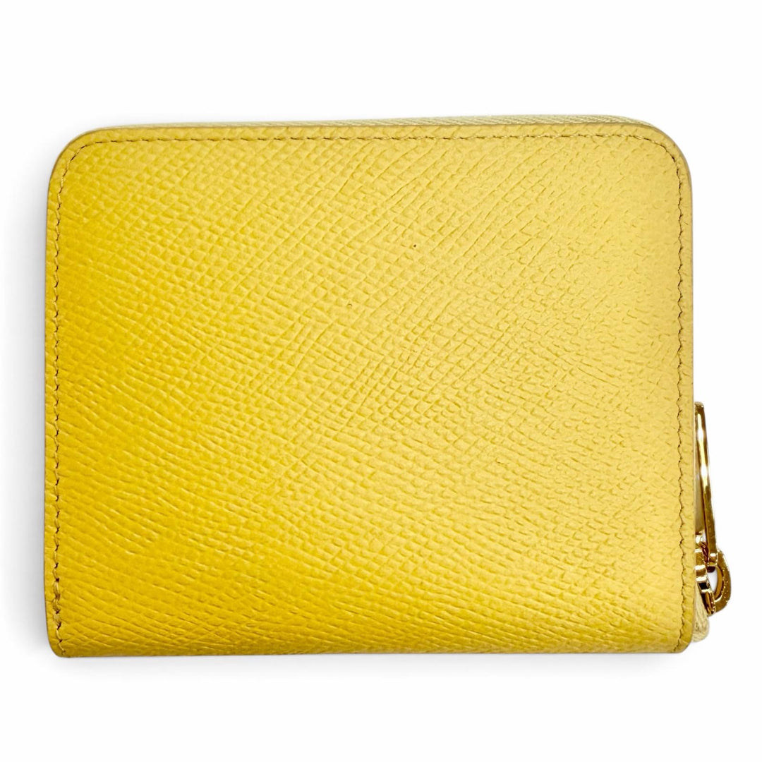 未使用△CELINE セリーヌ 10N993FVO スモールジップウォレット グレインドカーフスキン コンパクトウォレット スプリングイエロー 現行品