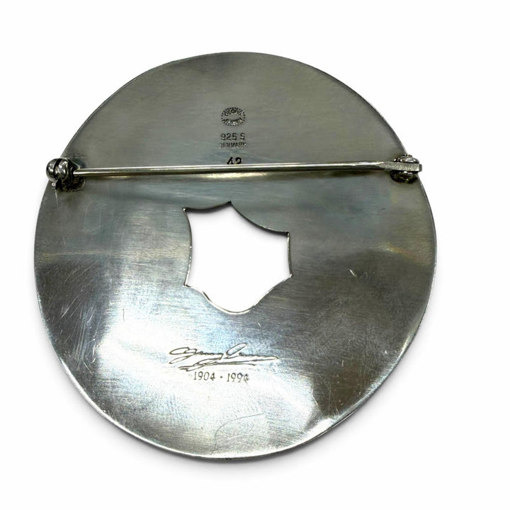 美品▼Georg Jensen ジョージジェンセン 42 925 アンバー/琥珀 希少 90周年記念品 ブローチ シルバー オレンジ デンマーク製 重量26.1g