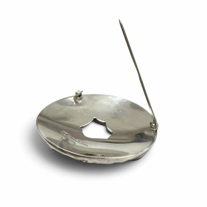 美品▼Georg Jensen ジョージジェンセン 42 925 アンバー/琥珀 希少 90周年記念品 ブローチ シルバー オレンジ デンマーク製 重量26.1g