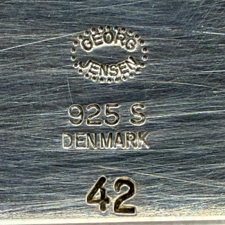 美品▼Georg Jensen ジョージジェンセン 42 925 アンバー/琥珀 希少 90周年記念品 ブローチ シルバー オレンジ デンマーク製 重量26.1g