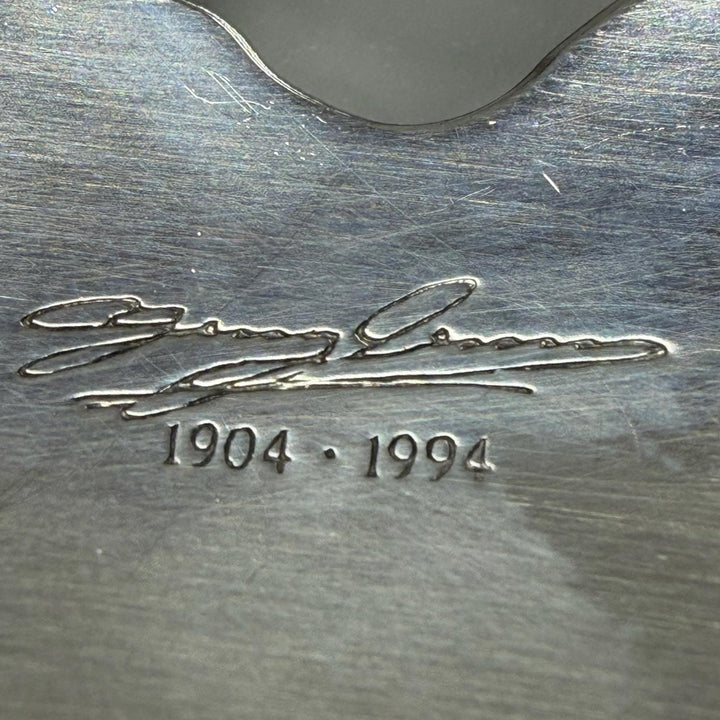 美品▼Georg Jensen ジョージジェンセン 42 925 アンバー/琥珀 希少 90周年記念品 ブローチ シルバー オレンジ デンマーク製 重量26.1g