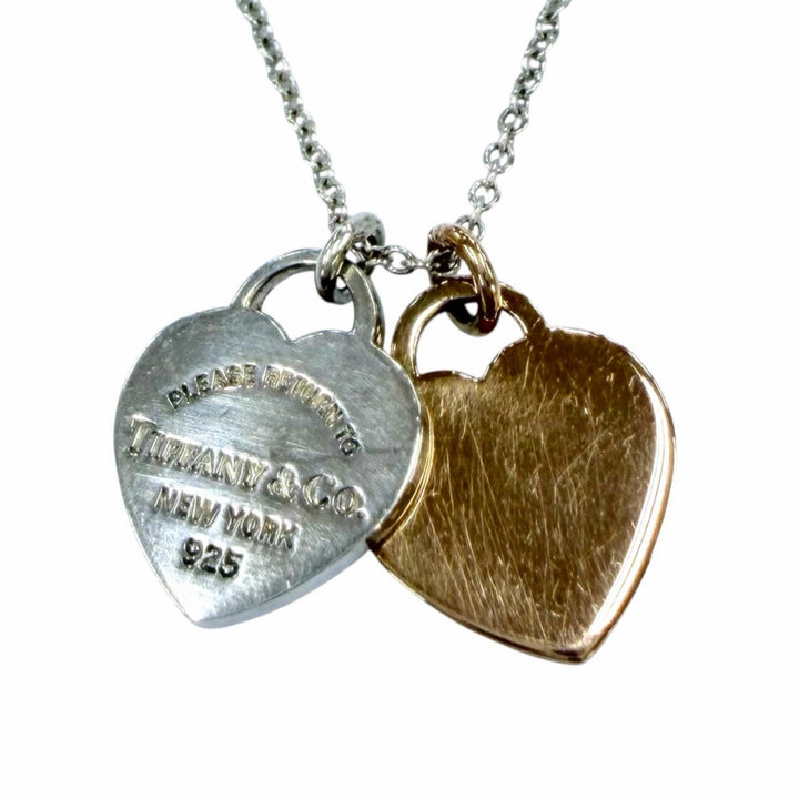 美品☆TIFFANY&amp;Co. ティファニー リターントゥティファニー ダブルハートタグペンダント ミニ 925 750（YG）シルバー ゴールド 重量3.2g