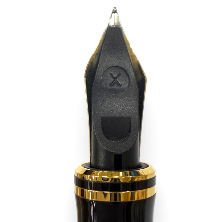 極美品▼PARKER パーカー デュオフォールド インターナショナル ペン先18K Fニブ 万年筆 マーブルグリーン ゴールド UK製 メンズ